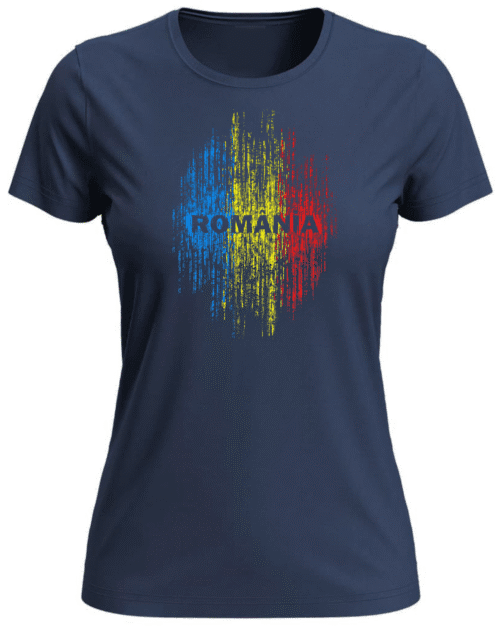 Tricou România Tricolor, femei, bleumarin